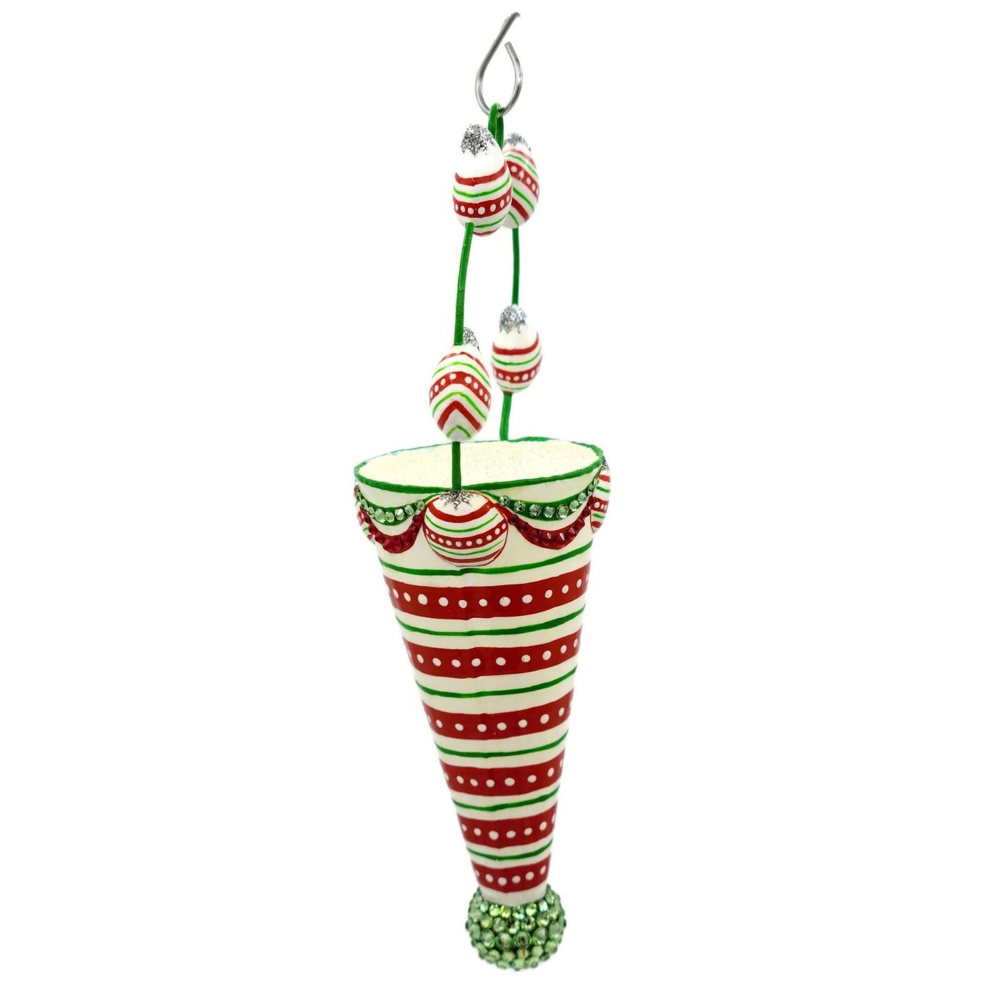 Patricia Breen Winter Cornucopia Horizontal Stripes Christmas Holiday Ornament
