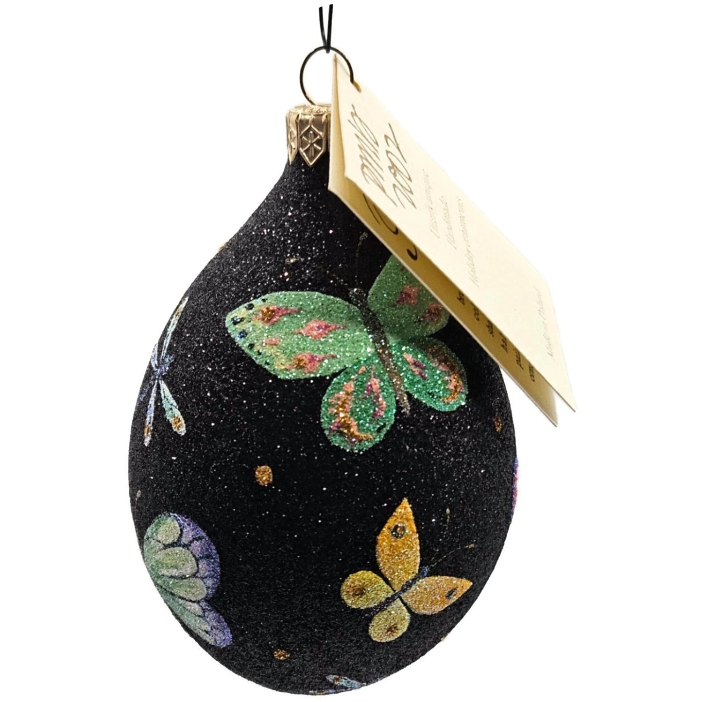 Patricia Breen Butterfly Black Egg Floral Dragonfly Spring Christmas Ornament