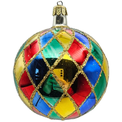 Christopher Radko Carnival Harlequin Ball Orb Christmas Tree Ornament