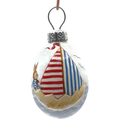Patricia Breen Miniature Egg Surprise Bunny Beacon Striped Easter Ornament 3405