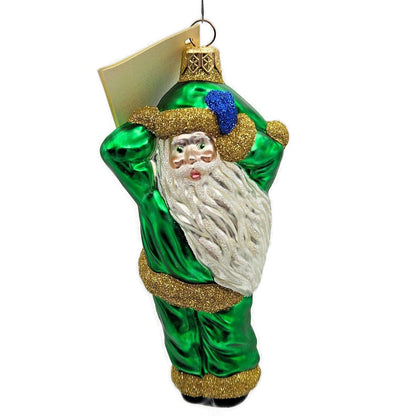 Patricia Breen Hold Onto Your Hat Green Santa Claus Christmas Tree Ornament