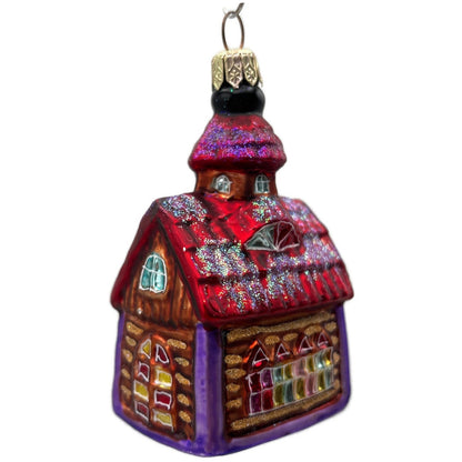Christopher Radko Gingerbread Chapel Glass Christmas Tree Ornament 98-167-0