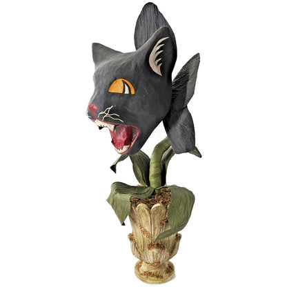 Bethany Lowe Scaredy Cat Orchid Halloween Black Paper Mache Flower Urn 18" Rare