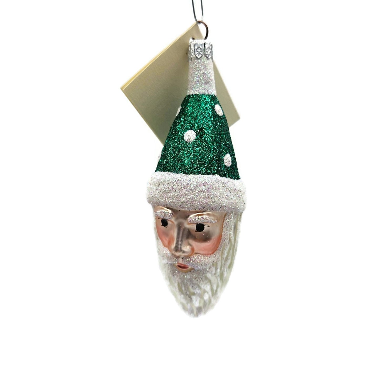 Patricia Breen Faux Fur Santa Claus Green Polka Dots Christmas Tree Ornament
