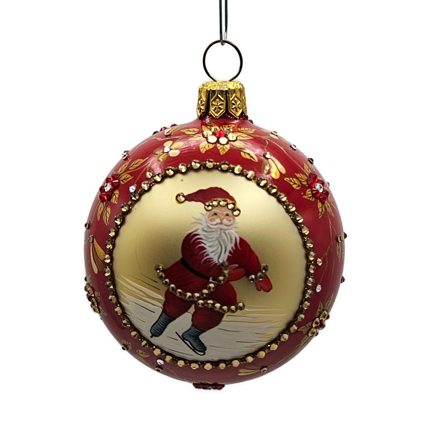 Patricia Breen Beguiling Orb Brinker Red Santa Ball Christmas Tree Ornament 3422
