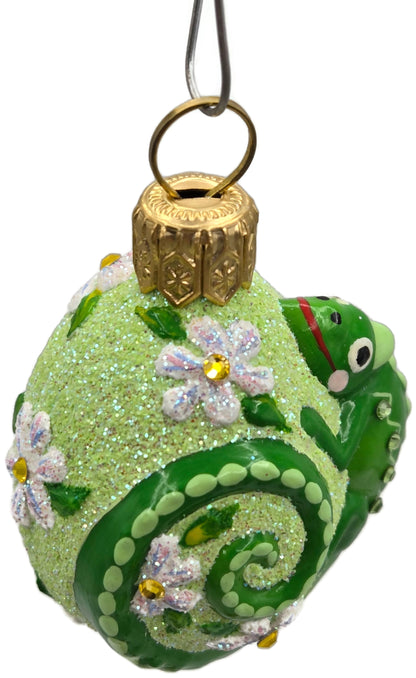 Patricia Breen Springtime Chameleon Daisy Green Floral Holiday Ornament
