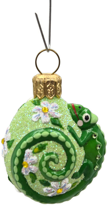 Patricia Breen Springtime Chameleon Daisy Green Floral Holiday Ornament