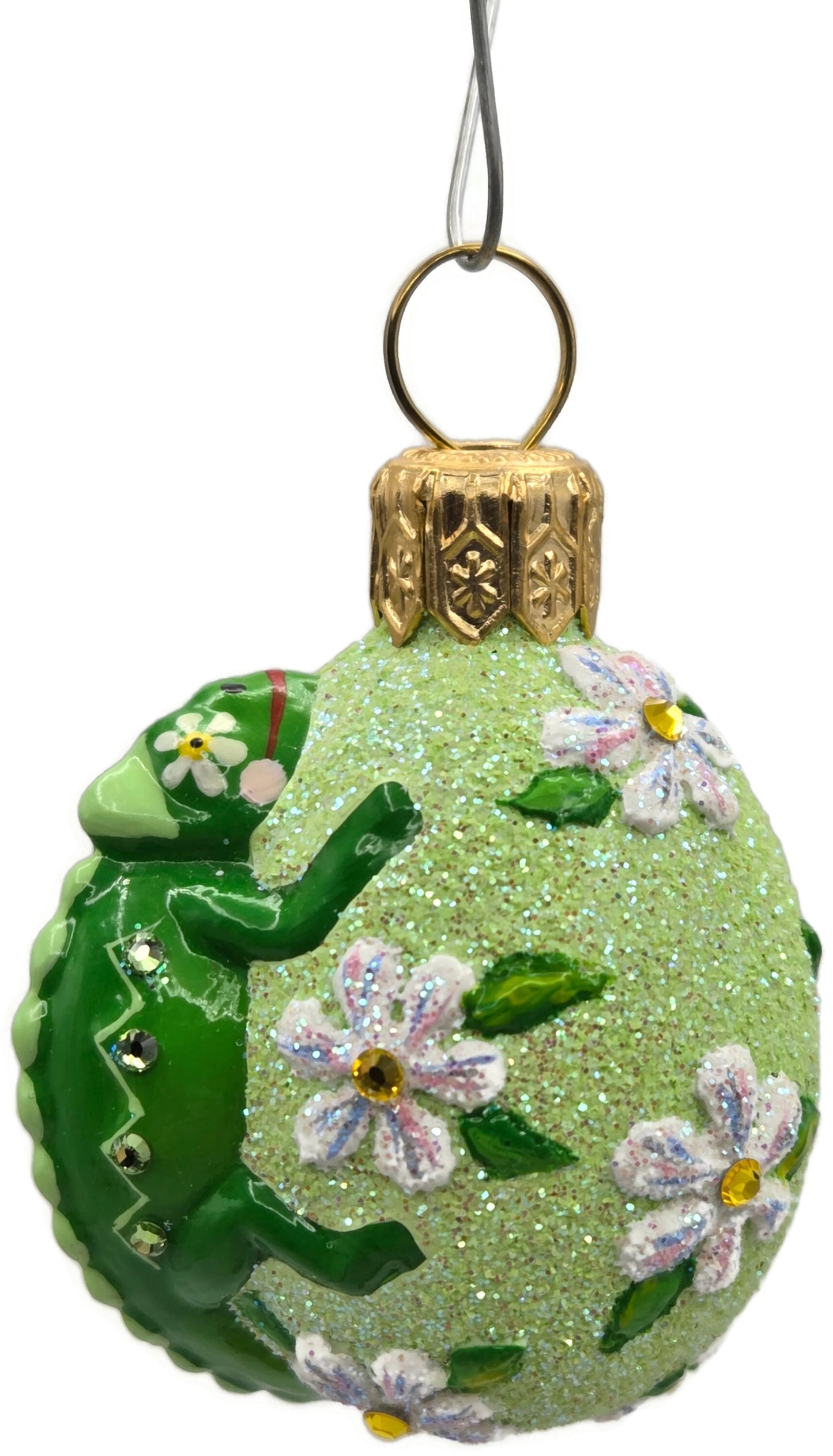 Patricia Breen Springtime Chameleon Daisy Green Floral Holiday Ornament