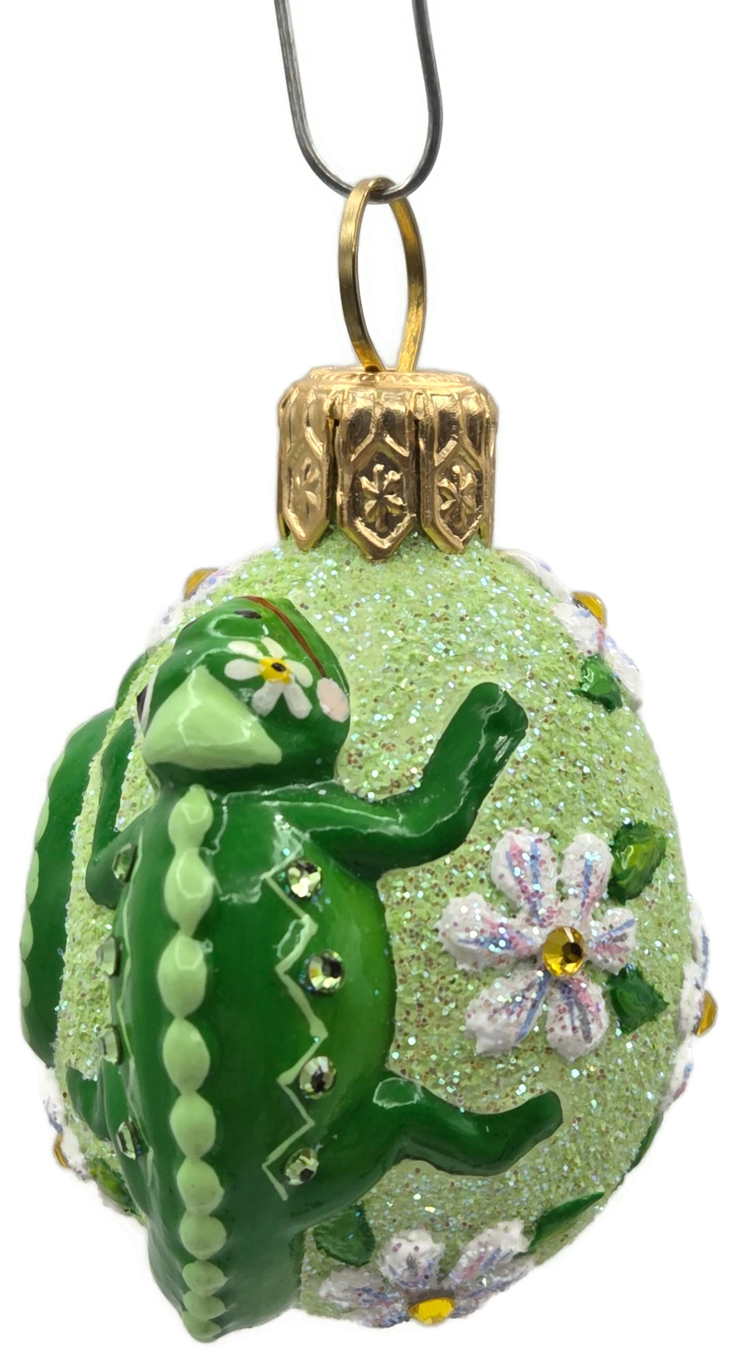 Patricia Breen Springtime Chameleon Daisy Green Floral Holiday Ornament