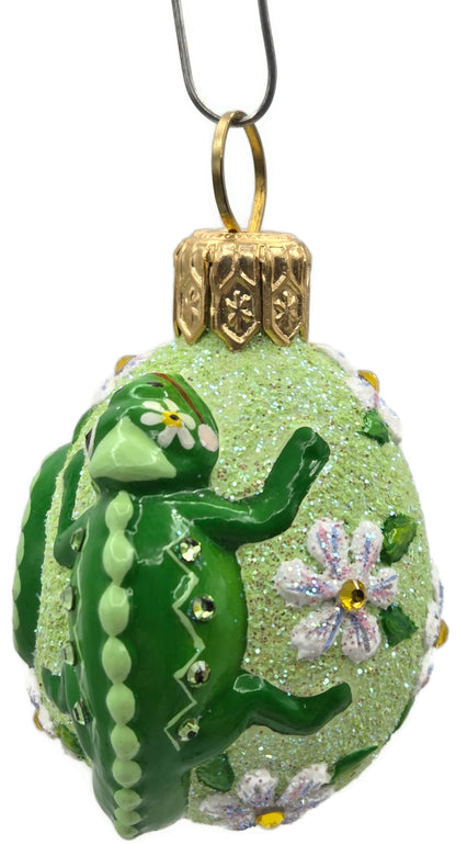 Patricia Breen Springtime Chameleon Daisy Green Floral Holiday Ornament