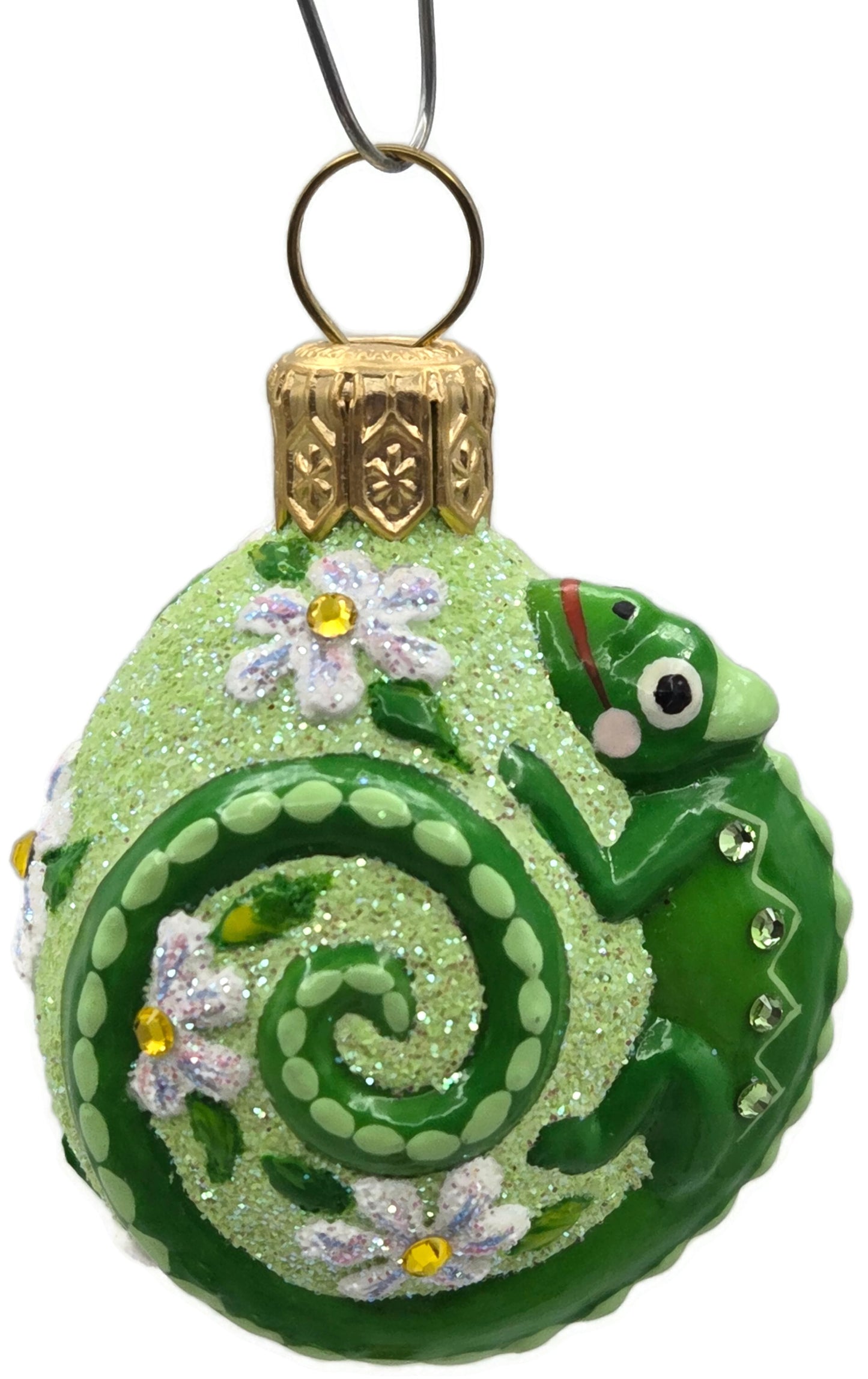 Patricia Breen Springtime Chameleon Daisy Green Floral Holiday Ornament
