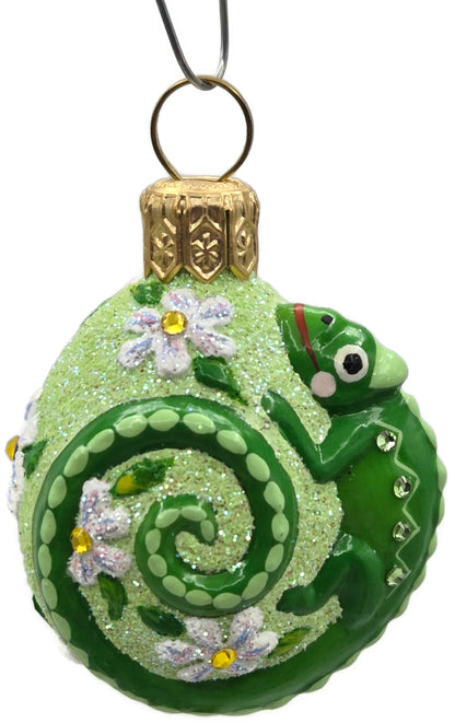 Patricia Breen Springtime Chameleon Daisy Green Floral Holiday Ornament